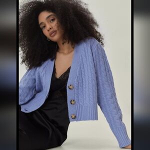 Nasty Gal Honeycomb Stitch Crop Knit Cardigan, Size Small